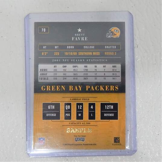 2002 HOF Brett Favre Playoff Contenders Gold Sample Green Bay Packers image number 3