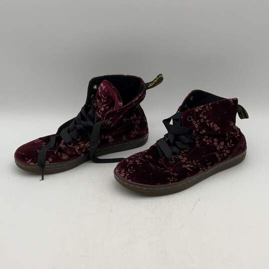 Dr. Martens Womens Hackney Burgundy Floral Lace-Up Ankle Combat Boots Size 9 image number 3