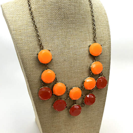 Designer J. Crew Gold-Tone Chain Orange Faceted Acrylic Statement Necklace image number 1
