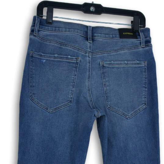 NWT Express Womens Skyscraper Blue Denim Mid Rise Bootcut Leg Jeans Size 10S image number 4