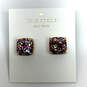 Designer Kate Spade Multicolor Glitter Gold-Tone Square Shape Stud Earring image number 1