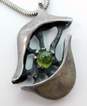 Taxco & Artisan 925 Peridot Cabochon Abstract Brutalist Pendant Snake Chain Necklace & Band Ring 20.6g image number 2