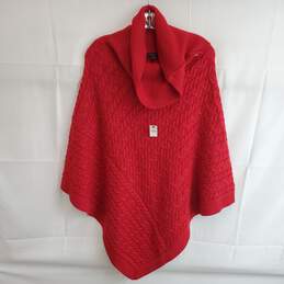 Talbots Red Cable Knit Poncho Sweater NWT Women's Size L