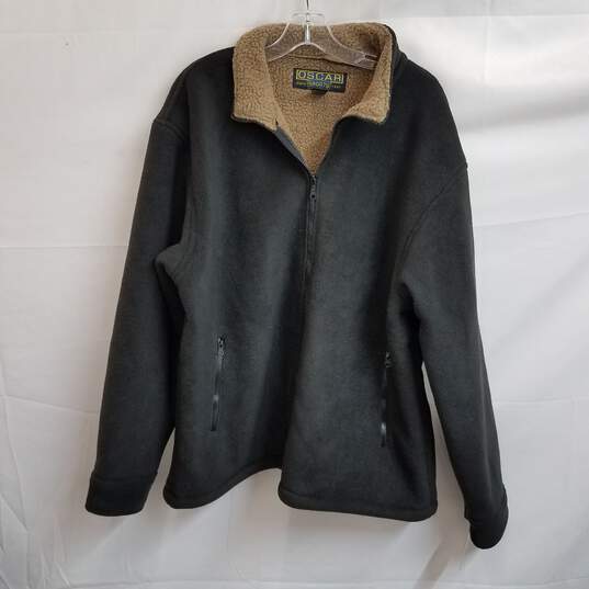 Men's taupe black zip fleece jacket w tags 2XL image number 1