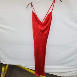 Wm ASOS Design Formal Red Slit Satin Long  Dress Sz 10 W/Tag