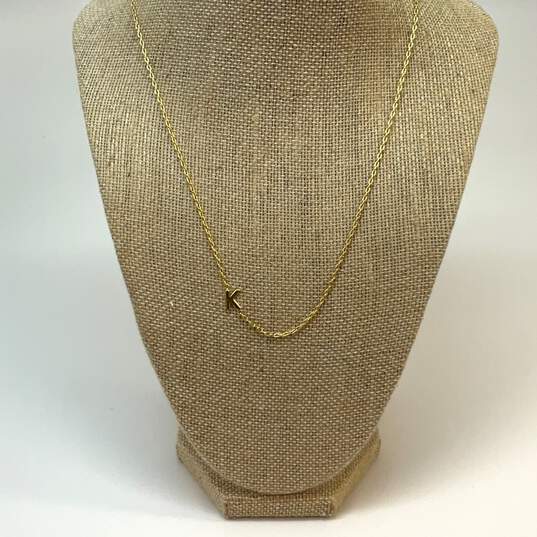 Designer J. Crew Gold-Tone Oval Link Chain K Alphabet Pendant Necklace image number 1