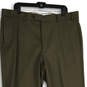 Mens Olive Green Flat Front Straight Leg Formal Dress Pants Size 40X32 image number 3