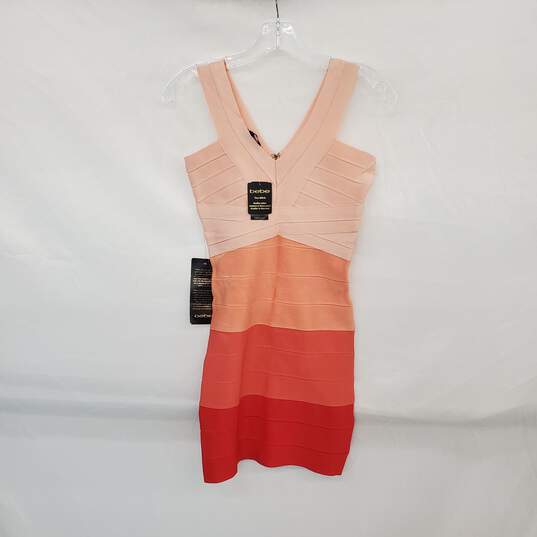 Bebe Coral Ombre Bodycon Bondage Sleeveless Dress WM Size S/P NWT image number 1