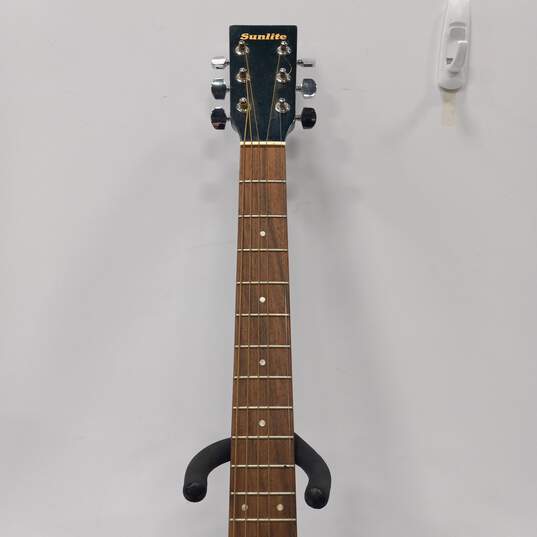 Wooden Teal Acoustic Guitar image number 4