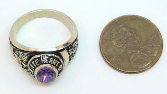 10k White Gold Purple Spinel 2006 Class Ring 7.4g image number 7