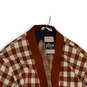 Womens Brown White Check Long Sleeve Open Front Cardigan Sweater Size M image number 3