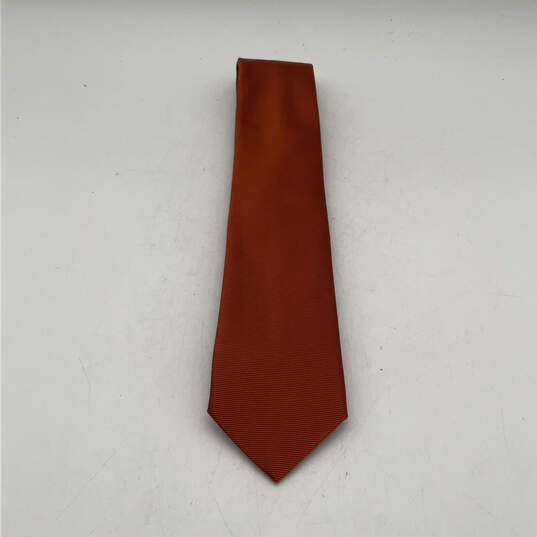 NWT Mens Orange Silk Clip-On Adjustable Classic Designer Neck Tie image number 1