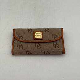 Dooney & Bourke Womens Brown Monogram Card Holder Snap Trifold Wallet