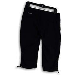 Womens Black Flat Front Slash Pocket Drawstring Hem Capri Pants Size 8 alternative image