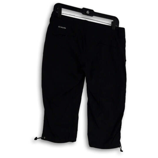 Womens Black Flat Front Slash Pocket Drawstring Hem Capri Pants Size 8 image number 2