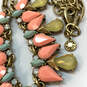Designer J. Crew Gold-Tone Link Chain Crystal Cut Stone Statement Necklace image number 4