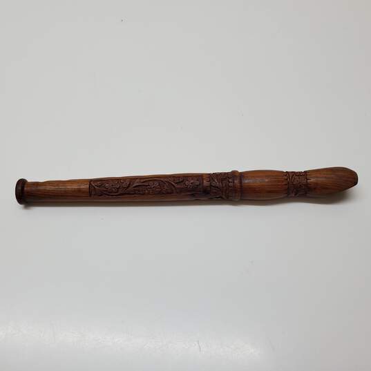 Hand Carved Wood Flute 13in Long image number 4