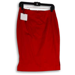 NWT Womens Red Flat Front Side Slit Back Zip Straight & Pencil Skirt Size 1