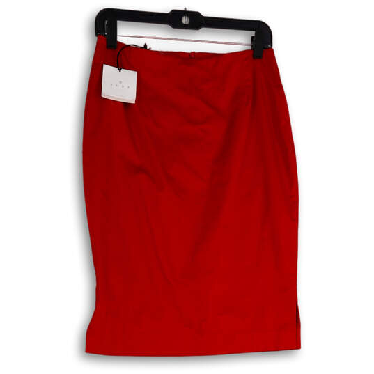 NWT Womens Red Flat Front Side Slit Back Zip Straight & Pencil Skirt Size 1 image number 1