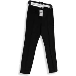 NWT Womens Black Flat Front Pockets Straight Leg Formal Dress Pants Size 6