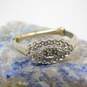 10K White Gold Art Nouveau Style Diamond Acc Ring W/ Size Adjuster 1.9g image number 1