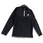 Mens Black 1/4 Zip Mock Neck Long Sleeve Pullover Athletic Shirt Top Size L image number 1