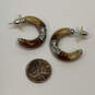 Designer Brighton Silver-Tone Fashionable Carved Half Hoop Earrings image number 2
