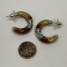 Designer Brighton Silver-Tone Fashionable Carved Half Hoop Earrings alternative image