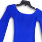 NWT Womens Blue Round Neck Long Sleeve Ribbed Knit Sweater Dress Size XS-XL image number 4