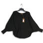 NWT Womens Black Dolman Sleeve V Neck Knitted Pullover Sweater Size S/M image number 1