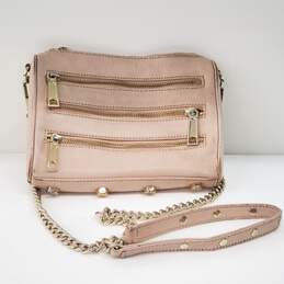 Rebecca Minkoff Mini 5 Zip Pink Leather Chain Strap Crossbody Bag w/COA