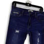 Womens Blue Denim Distressed Dark Wash Stretch Pockets Straight Jeans Sz 8 image number 3