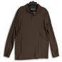 Mens Brown Long Sleeve Collared Pullover Polo Shirt Size LT image number 1