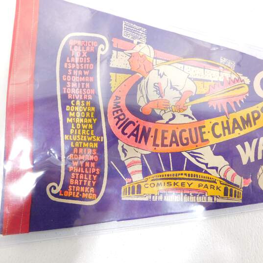 VTG 1959 Chicago White Sox American League Champs Purple Felt Baseball Pennant image number 3