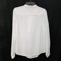 Womens White Beaded Embellished Long Sleeve Henley Neck Blouse Top Size XS alternative image