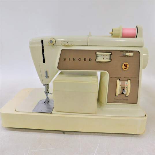 Vintage Singer Touch & Sew Sewing Machine W/ Pedal Case & Accessories image number 3