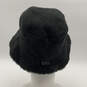Womens Black Suede Shearling Wide Brim Fuzzy Bucket Hat Size M/L image number 2