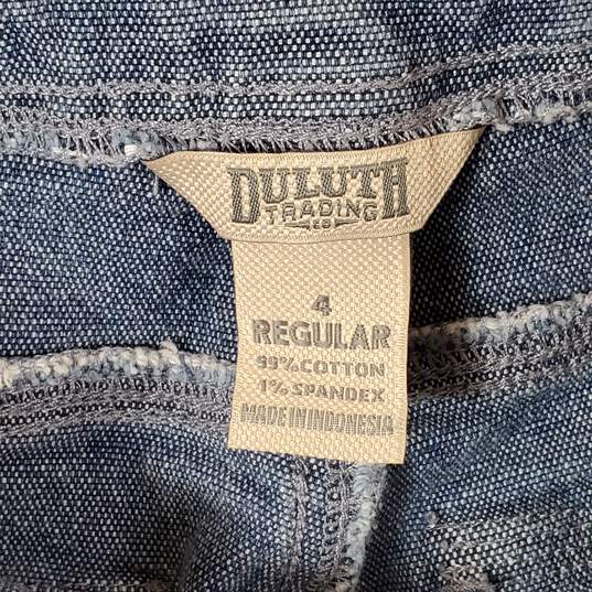 Buy the Duluth Trading Women Blue Cargo Jeans Sz 4