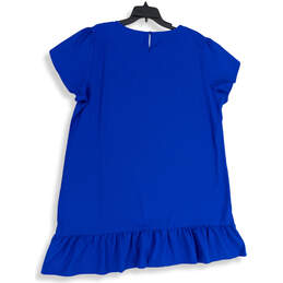 NWT Womens Blue Round Neck Short Sleeve Ruffle Hem Mini Dress Size XXL alternative image