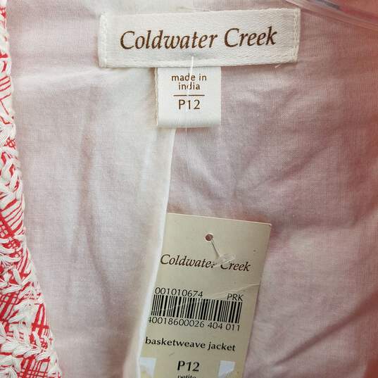 Coldwater Creek Women's Red/White Cotton Basketweave Jacket Size P12 image number 2