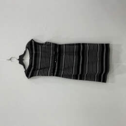 Womens Black Gray Striped Belted Boat Neck Back Zip Sheath Dress Size 10 alternative image