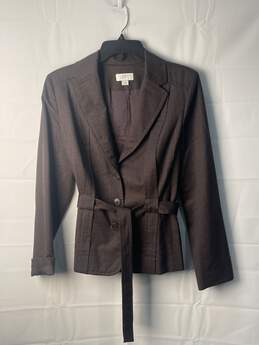 Loft Womens Brown Jacket w/Tie Belt Size 10