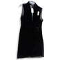 NWT Womens Black Velvet Sleeveless Surplice Neck Sheath Dress Size 14 image number 1