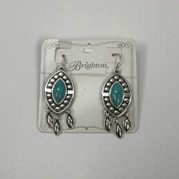 Designer Brighton Silver-Tone Blue Magnesite Stone Fish Hook Drop Earrings