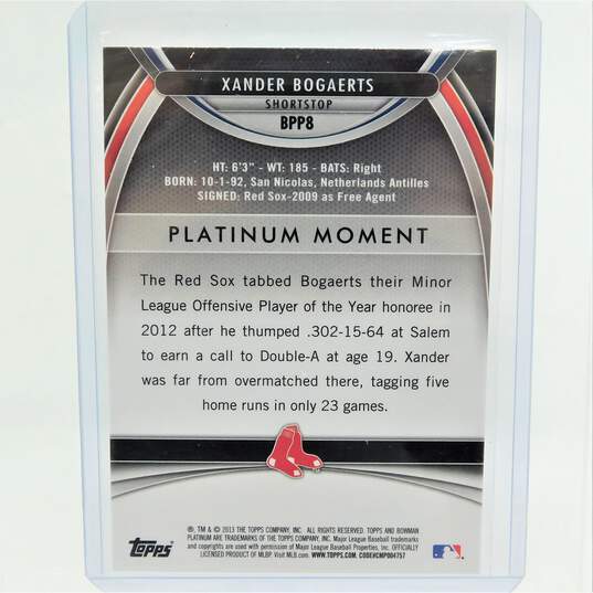2013 Xander Bogaerts Bowman Platinum Rookie Boston Red Sox image number 3