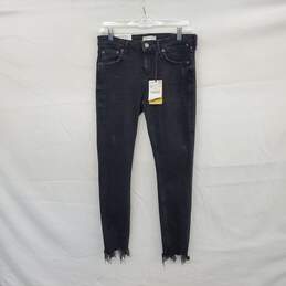 Zara Rostov Black Black Distressed Raw Hem Skinny Jeans WM Size 6 NWT