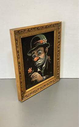 Sad Clown with Flower Screen Print on Velvet Oil on canvas by F.Z. Signed 1967 alternative image