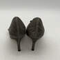 NIB Wiomens Pimba Platinum Nizzafab Silver Peep Toe Stiletto Pump Heels Size 6.5 image number 2