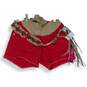 NWT Womens Red Elastic Waist Belted Maternity Denim Cut-Off Shorts Size L image number 1