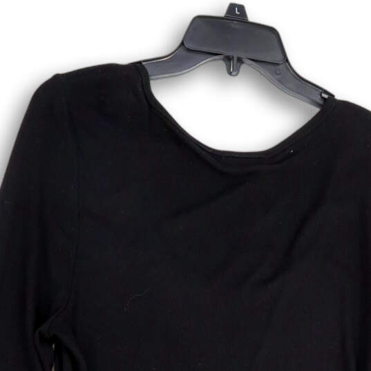 NWT Womens Black Long Sleeve Scoop Neck Studded Pullover T-Shirt Size XL image number 4